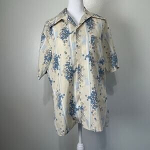 Vintage 70s Mr California Wash N Wear Mens L Shirt Bubble Print Poly Disco Retro